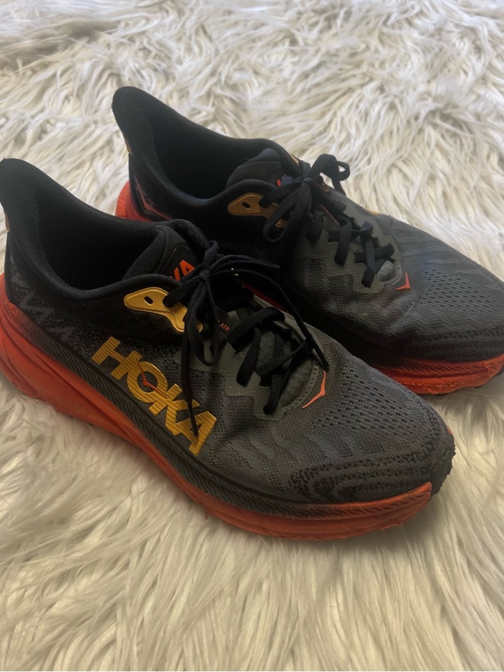 Hoka challenger ATR 7 Grey and Orange Performance Road Running Shoes